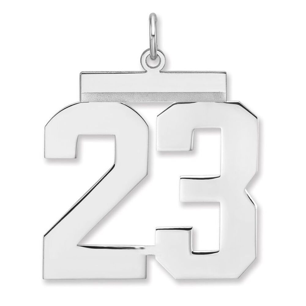 Sterling Silver, Athletic Collection, XL Polished Number 23 Pendant